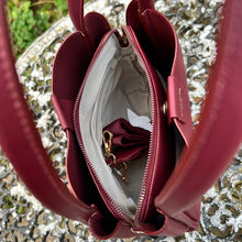 Load image into Gallery viewer, Windsor Wine Structured Tote Bag (open)
