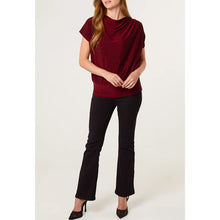 Load image into Gallery viewer, Wine Shimmer Drape Neck Top (full)