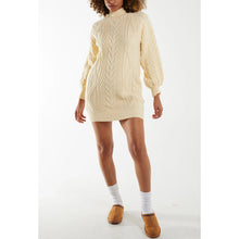 Load image into Gallery viewer, Winter Cream Cable Knit Jumper Dress