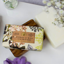 Load image into Gallery viewer, Jasmine and Wild Strawberry Soap (lifestyle 2)