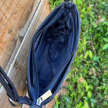 Load image into Gallery viewer, Navy Leather Crossbody Bag with Stud Side Detail