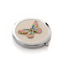 Load image into Gallery viewer, Pink & Blue Butterfly Compact Mirror