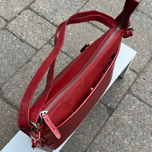 Load image into Gallery viewer, Red 'Astrid' Classic Leather Crossbody Bag (top view)