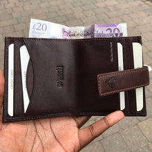 Load image into Gallery viewer, Brown Leather Credit Card Holder with Note Section (open)