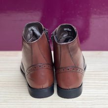 Load image into Gallery viewer, Tan Leather Brogue Style Ankle Boots