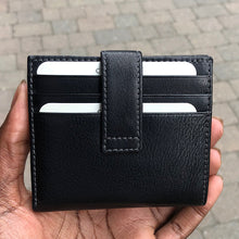 Load image into Gallery viewer, Black Leather Credit Card Holder with Note Section (back)