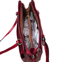 Load image into Gallery viewer, Red Classic 'Carlotta' Italian Leather Shoulder Bag (open)