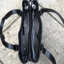 Load image into Gallery viewer, Black 'Alessandra' Italian Leather Handbag (open)