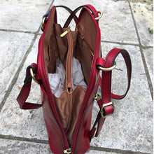 Load image into Gallery viewer, Italian Leather 2 in One 'Francesca' Backpack & Shoulder Bag | Blood Red (open)