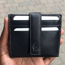 Load image into Gallery viewer, Black Leather Credit Card Holder with Note Section (front)