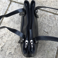 Load image into Gallery viewer, Black 'Alessandra' Italian Leather Handbag (top)