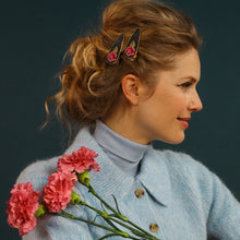 Load image into Gallery viewer, Embroidered Painted Peony Hair Clips