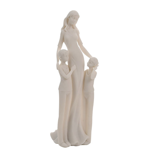 Mother & Two Sons White Portrait Figurine
