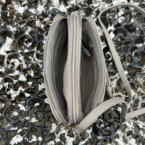 Small Abbey Stone Double Zip Crossbody Bag (open)