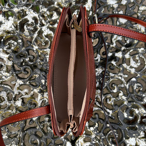 Cognac "Lia" Italian Leather Crossbody Bag