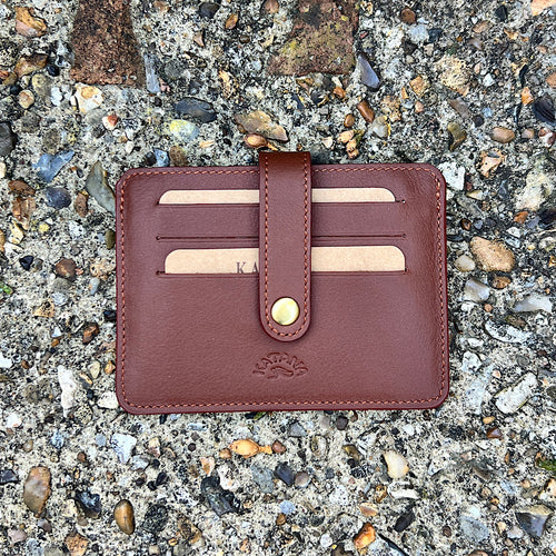 Marron Roma Luxe Italian Leather Card & Coin Holder