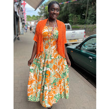 Load image into Gallery viewer, Orange Bohemian Chunky Knitted Cardigan (on model)
