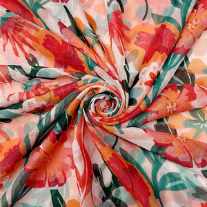 Tropical Hibiscus Frayed Scarf (swirl)