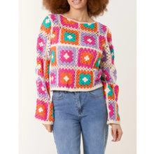 Load image into Gallery viewer, Floral Patched Coloured Crochet Top
