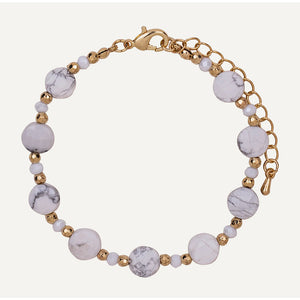 White & Gold Semi Precious Stone Crystal Clasp Bracelet
