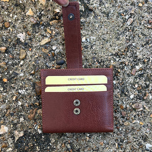 Tan Leather Credit Card Holder with Note Section