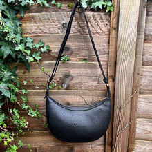 Load image into Gallery viewer, Black Scoop with Fabric Adjustable Strap Crossbody Bag (back)
