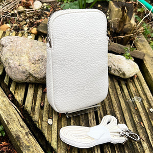White Single Zip Phone Bag By David Jones (back)