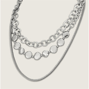 Silver Multi Chain Short Necklace (side)