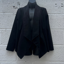 Load image into Gallery viewer, Black Short Suedette Waterfall Drape Front Jacket
