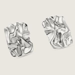 Unique Stainless Steel Silver Melting Chunky Earrings