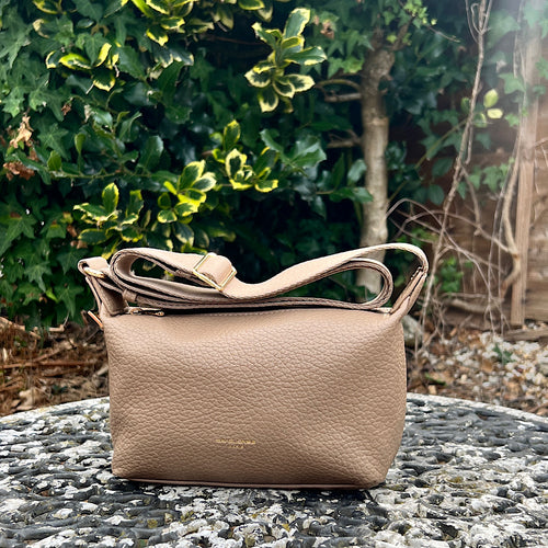 Taupe Pochette Zip Top Crossbody Bag
