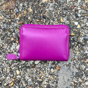 Orchid Leather Zip Round Credit Card Holder