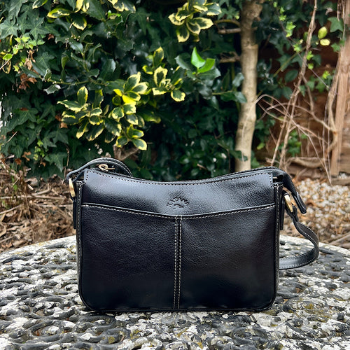 Black Elegance Italian Leather Crossbody Bag