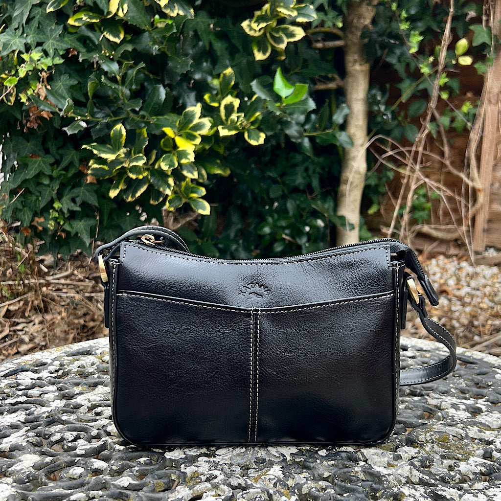 Black Elegance Italian Leather Crossbody Bag