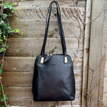 Load image into Gallery viewer, 2 in One &quot;Caterina&quot; Italian Leather Shoulder Bag &amp; Backpack | Black (front)

