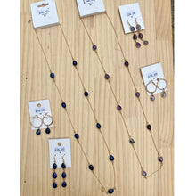 Load image into Gallery viewer, Gold &amp; Amethyst Venus Semi-Precious Stone Hook Earrings
