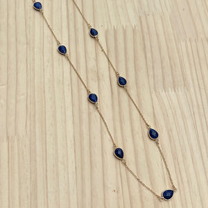 Gold & Lapis 'Venus' Semi-Precious Stone Long Necklace