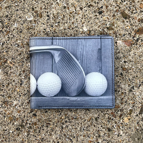Leather Golf Printed RFID Wallet (closed)