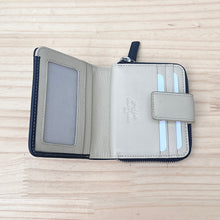 Load image into Gallery viewer, Navy &amp; Cream Small Leather Purse (open)
