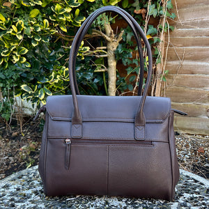 Chocolate Soft Designer Inspired 'Alessia' Italian Leather Bag (back)