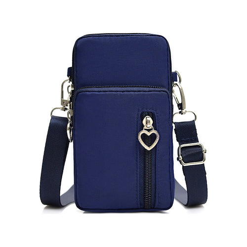 Navy Heart Zip Puller Showerproof Essential Phone Bag