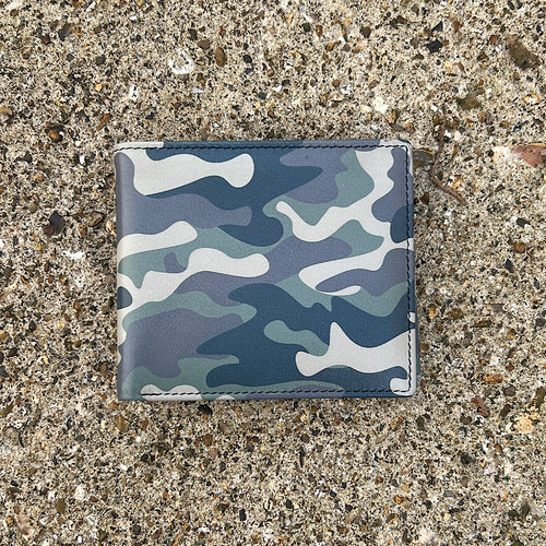 Leather Camouflage Printed RFID Wallet (closed)