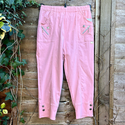 Soft Pink 3/4 Button Detail Trousers