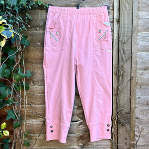 Soft Pink 3/4 Button Detail Trousers