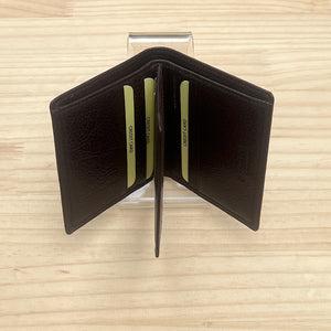 Gents Brown Small Leather Wallet By Oak (open)