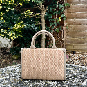 Taos Taupe 'Natalie' Straw Effect Grab Bag (back)