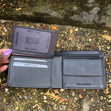 Load image into Gallery viewer, Gents Leather Wallet with Inside Zip Pocket &amp; Coin Pocket By Black (Full Open)
