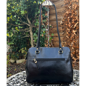 Black Classic 'Carlotta' Italian Leather Shoulder Bag