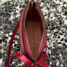 Load image into Gallery viewer, Red &#39;Cecilia&#39; Italian Leather Crossbody Bag (open)
