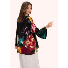 Load image into Gallery viewer, Opulant Florals Chocolate Mid-Length Kimono (back)
